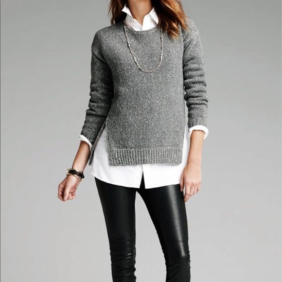 Marled Zip Hem Boyfriend Sweater - Picture 3 of 3